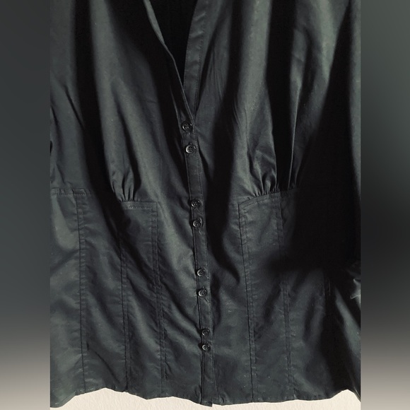 BLACK BLOUSE with EMPIRE WAIST - 3/4” Sleeve, Size M - Stretch - Picture 3 of 3